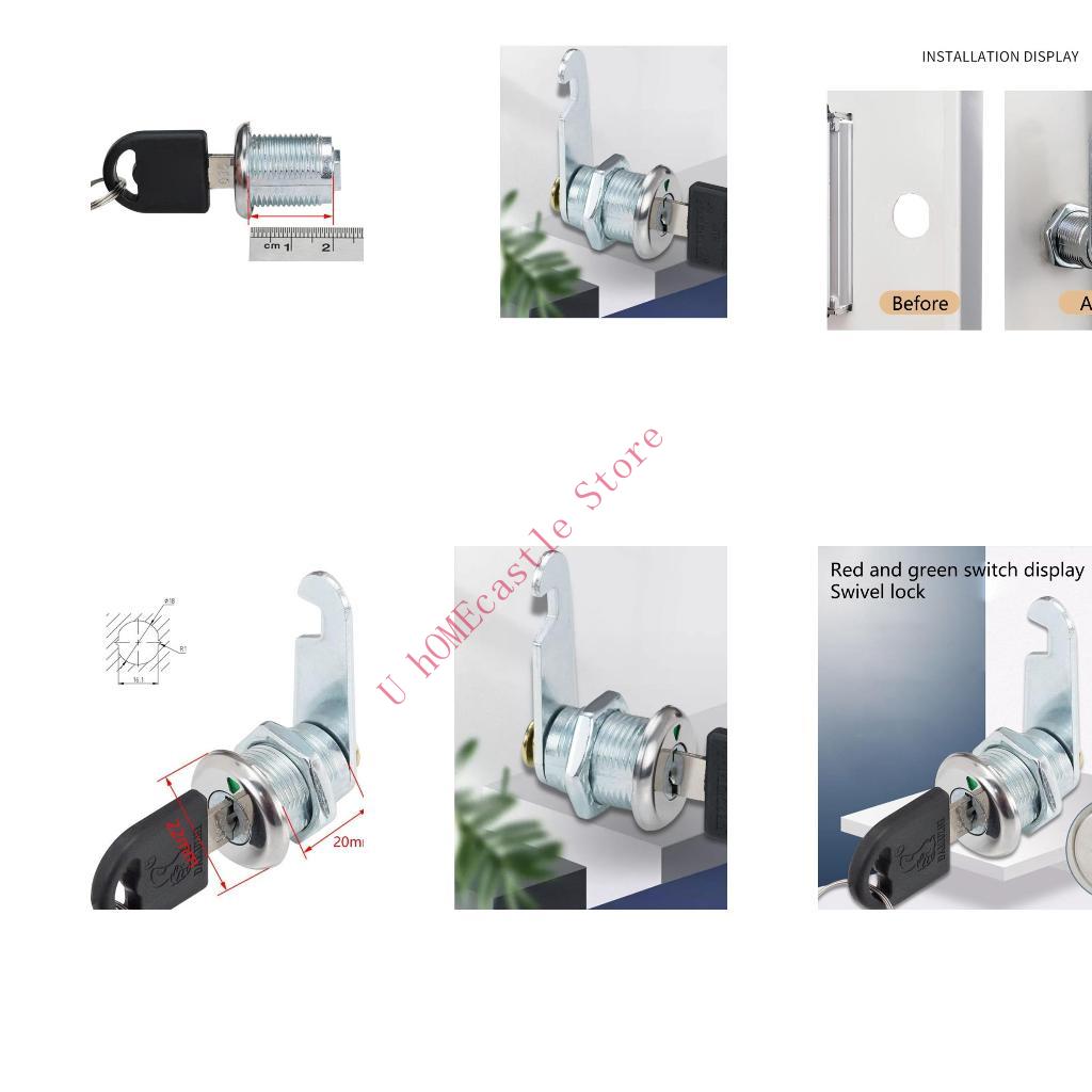 Cabinet Lock Key - 63HF 2 ชุดลิ้นชัก Cams ล็อค ตู้ล็อคพร้อมกุญแจสำหรับโต๊ะทำงานกล่องจดหมาย