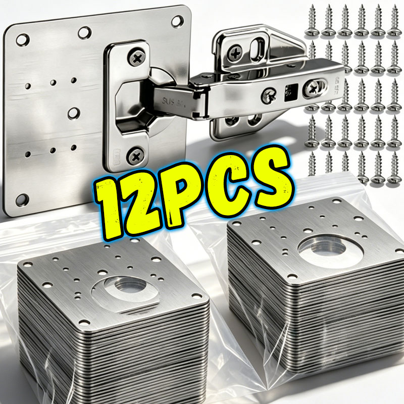 Furniture Hardware Replacement Parts - ชุดแผ่นซ่อมบานพับประตูตู้ สแตนเลส ทนทาน พร้อมสกรูยึด อุปกรณ์ฮาร์ดแวร์เฟอร์นิเจอร์