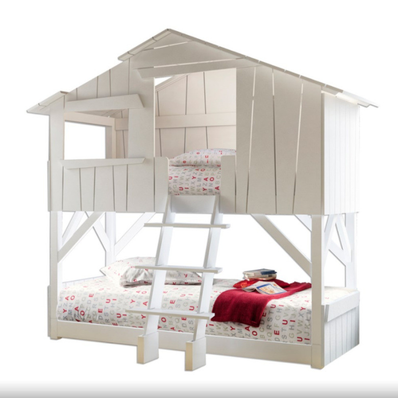 Furniture Hardware Lowes - เตียงเด็กไม้โอ๊คแข็งแรงสไตล์ฝรั่งเศส เตียงสองชั้นแบบอเมริกัน เตียงสองชั้นสูงต่ำ บ้านต้นไม้รักษ์โลก เตียงเด็กชายและเด็กหญิงดีไซน์สร้างสรรค์