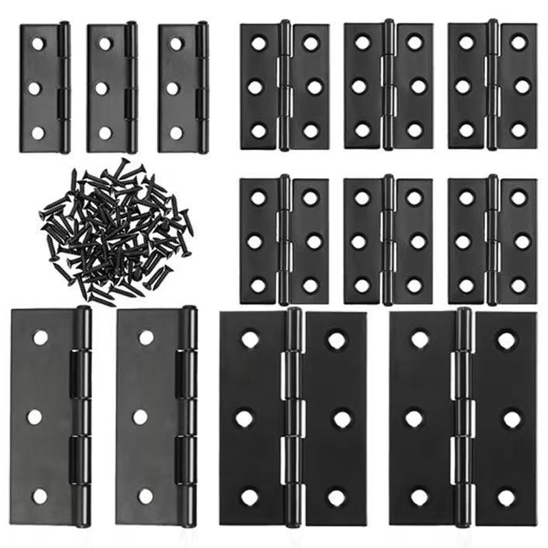 Furniture Hardware Replacement Parts - บานพับประตูสีดำ WV บานพับสแตนเลสแบบติดตั้งพร้อมสกรู บานพับสำหรับตู้ลิ้นชักเฟอร์นิเจอร์ แผ่นยึดแบบแบน